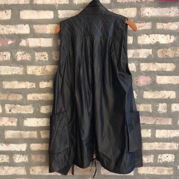 Army Green Leather Vest - Picture 2 of 4